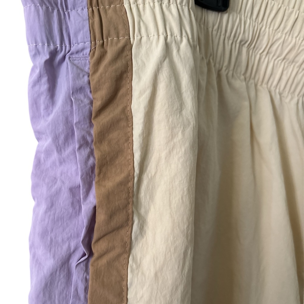 JoyLab Cream Wide-Leg Track Pants with Lilac & Tan Side Stripes - Picture 4 of 6